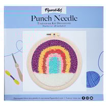 Figured'Art Punch Needle Kit Complet pour Adultes et Enfants - Arc en Ciel - Parfait pour Débutant. Set prêt à broder taille 20x20cm avec cadre circulaire