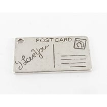 MégaCréa - Breloque en métal Carte Postale Argenté (10 pièces)