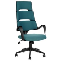 Chaise de Bureau en Tissu Bleu Sarcelle Siège Pivotant pour Ordinateur Siège Réglable Dossier Inclinable