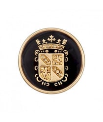 Carte de 4 boutons Blason polyester métallisé à queue 15mm - Prym Noir/or Noir