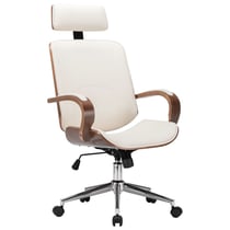 Chaise fauteuil siège de bureau informatique étude avec appuie-tête similicuir et bois