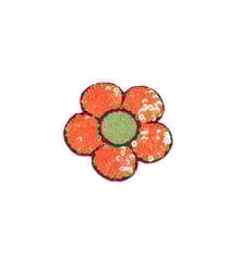 Lot de 3 écussons thermocollants fleur sequins orange 8,5x7cm
