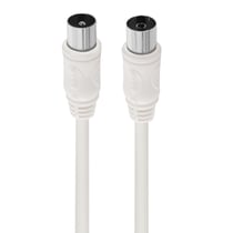 Force Power Câble TV Coaxial 9.52mm Droit Mâle vers Femelle Blindé 2m Blanc