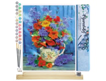Peinture par Numéro Figured'Art - Bouquet orange et violet - Kit de Loisir Créatif DIY Numéro d'Art Complet - 40x50cm toile roulée + châssis en bois à monter