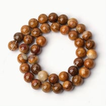 Fil de 48 perles ronde en pierre naturelle 8 mm JASPE BRUN