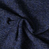 Tissu Jeans Denim motif Léopard touché velours Bleu sur fond Bleu foncé