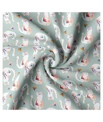 Tissu coton enfant chats blancs de 150 cm de largeur Tachacéladon vendu par 50 cm
