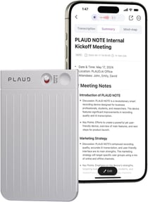 Enregistreur Vocal IA avec Étui - Contrôle par App, Transcription et Résumé via IA - 112 Langues - Silver