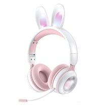 Casque Audio Bluetooth 5.0 Sans Fil Oreilles De Lapin Pour PC Couleur Menthe Blanc + Rose YONIS
