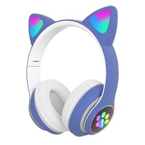 Casque Audio Bluetooth 5.0 Oreilles De Chat RGB Stéréo Avec Réduction De Bruit Bleu YONIS