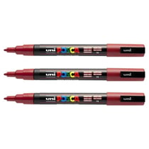 Lot de 3 marqueurs permanents à encre pigmentée - POSCA - Pointe ronde 1,5 mm - Rouge foncé