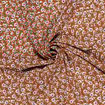 Tissu crêpe de viscose Lurex Sandi fleuris sur fond Brique