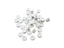 20 Perles en acrylique rondes 7mm blanc et étoile argentée