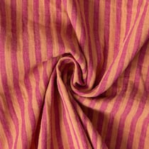 Tissu Double gaze de Coton Gipsy Rayé dahlia sur fond Cassonade