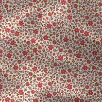 Tissu Double gaze Coton Anouchka fleuris sur fond Ecru