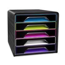Bloc de classement 5 tiroirs standards Smoove Noir et multicolore subtil - CEP