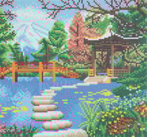 CRYSTAL ART Kit tableau broderie diamant 30x30cm Jardin japonais