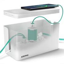 Boîte Cache Câble S (23 x 12 x 11 cm)- Cache Multiprise, Boîte Rangement Câble- Boîte Multiprise- Polystyrène- Blanc- ACROPAQ