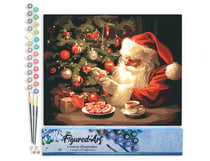 Peinture par Numéro Figured'Art - Soirée du Père Noël Joyeux - Kit de Loisir Créatif DIY Numéro d'Art Complet - 40x50cm sans châssis en bois