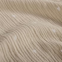 Tissu Double gaze Petits coeurs blancs sur fond Beige