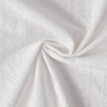 Tissu Coton Broderie anglaise sur fond Blanc