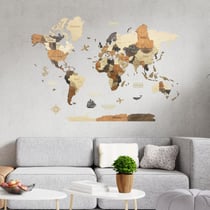 Carte du Monde en Bois 3D CREATIFWOOD Multicolor, M (100 x 70 cm) - Décoration Murale
