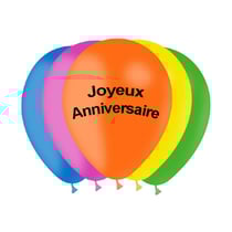 Lot de 8 ballons joyeux anniversaire assortiment de couleurs