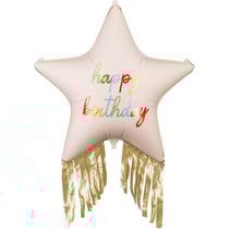 Ballon Aluminium Hélium Étoile à Franges Happy Birthday 72 cm