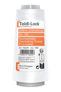 Fil Surjet spécial Overlock 2500m 100% polyester - Att 9 - 1005 - blanc