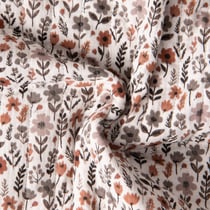 Tissu Matelassé Double gaze réversible Léonie fleurs Terracotta sur fond Ivoire