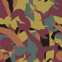 Tissu Sweat léger French Terry Swipes Olive sur fond Noir - Au mètre