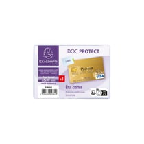 Etui de protection pour carte bancaire PVC lisse 20/100e - Cristal - x 10 - Exacompta