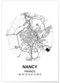 Affiche Carte Nancy | A3 : 29,7x42cm