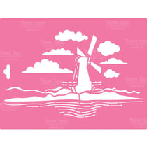 Pochoir plastique souple réutilisable 21 x 27 cm Fabrika Decoru MOULIN 047