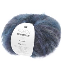 Pelote de laine et mohair FASHION MERI MOHAIR PRINT - Douceur luxueuse, effet rayé & finition vaporeuse - Rico Design 05 Violettes bleues