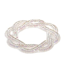 Motif entrelacs perles thermocollant 60mm argent