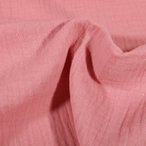 Tissu Double gaze de coton uni Vieux rose