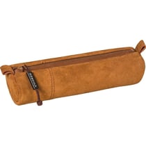 Trousse scolaire - Ronde - Marron - Imitation daim - 20 x 4,5 cm - Brunnen
