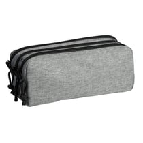Trousse - Scolaire - Gris - Rectangulaire - 3 compartiments - School