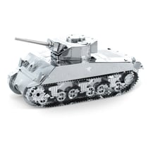 MetalEarth Char de Combat: SHERMAN TANK 7.33x3.47x3.37cm, maquette 3D en métal avec 2 feuilles, sur carte 12x17cm, 14+