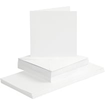 Cartes 15 x 15 cm et enveloppes - Blanc - 50 sets