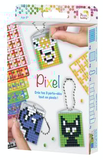 PIXEL Kit créatif 3 porte-clés + livret 38 modèles - Animaux