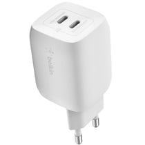 Belkin Chargeur Secteur Rapide Double USB-C GaN 65W PD et PPS Compact Blanc