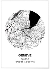 Affiche Carte Genève | A3 : 29,7x42cm