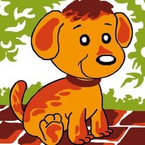 LUC - Kit canevas Soudan Chien marron 25x25cm