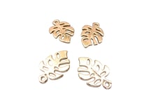 4 Breloques feuilles monstera 19*13mm doré