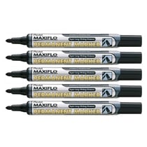 Lot de 5 marqueurs permanents - PENTEL - MAXIFLO NLF50 - Pointe conique 2 mm - Noir