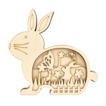 Scène en bois ciselé Lapin de Pâques 15 cm