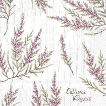 Lot de 4 serviettes en papier découpage collage 33 cm FLEUR MAUVE FEUILLAGE FA 330