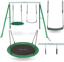 Jeux D'éveil Balançoire Enfant +3, Balançoire Double ronde & Siège Hauteur Réglable 200 kg max
